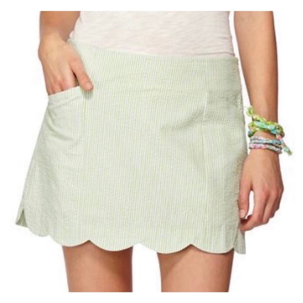 Lilly Pulitzer Green Seersucker Skort
 size 14